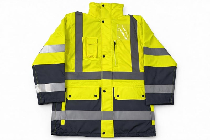 Escape Four Seasons Fire Retardant High Visibility Safety Jacket, Yellow and Black with Reflective Strips (2XL)