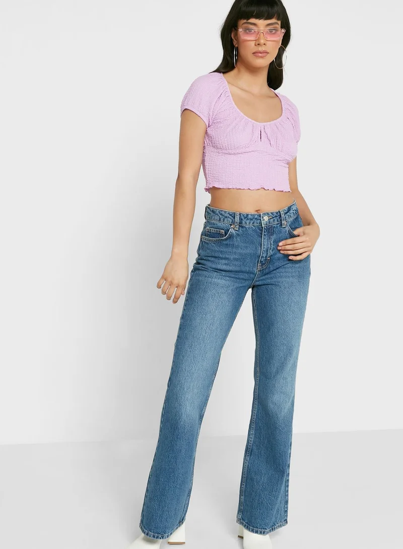 TOPSHOP Flare Recycled Cotton Blend Jeans