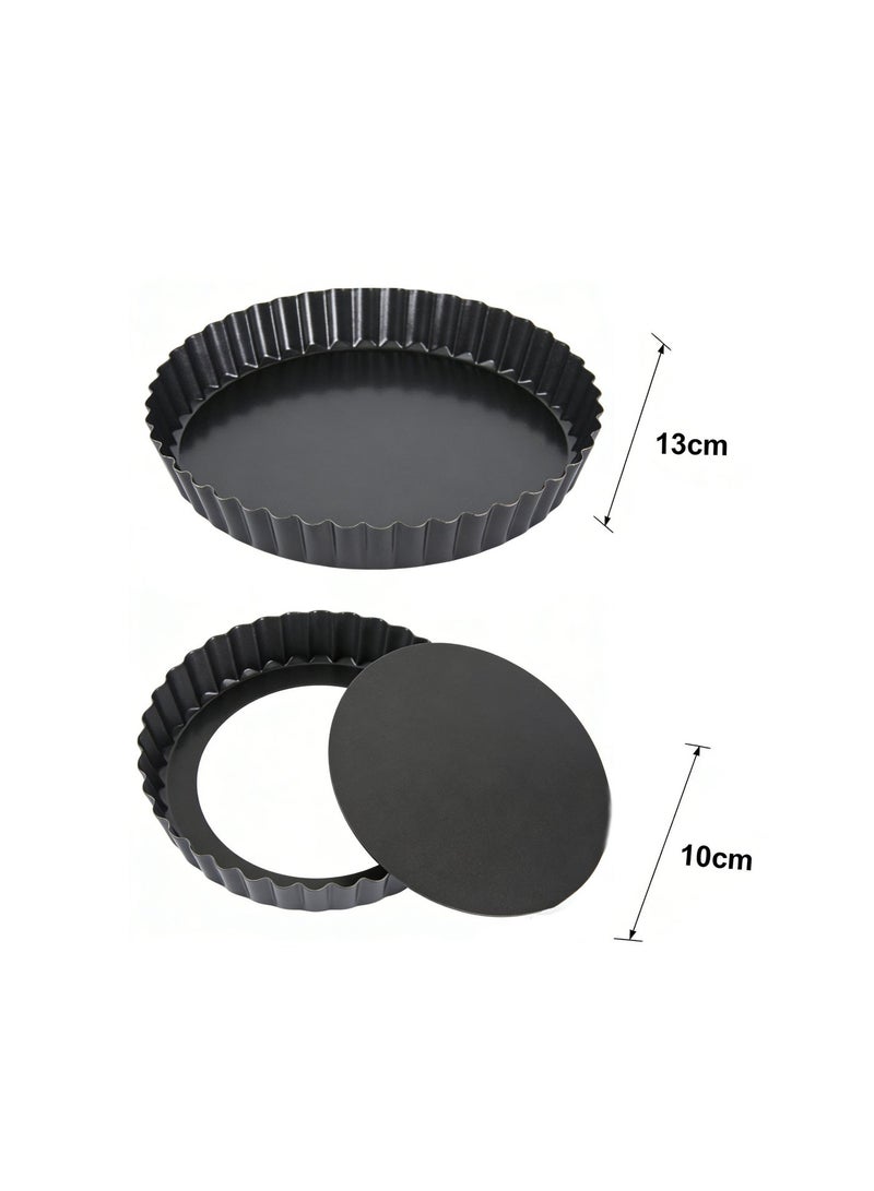 KEYANG 2-Pack Round Non-Stick Tart Pans with Removable Loose Bottom | Premium Carbon Steel Cake Molds for Cheesecake, Fruit Pie, Quiche, Pizza Baking | Wave-Edge & Cool-Touch Design | Easy Release & Clean - Image 2