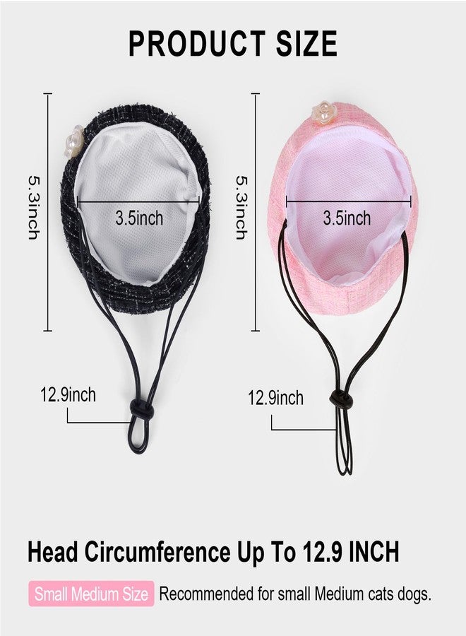 HOWWFALY 2PCS Cat Beret Hat with Small Camellia, Adjustable Satin Bowtie Bandana Scarf Set Pet Princess Costume for Halloween Christmas, Cat Dog Birthday Party Apparel (Pink Bow) - Image 3