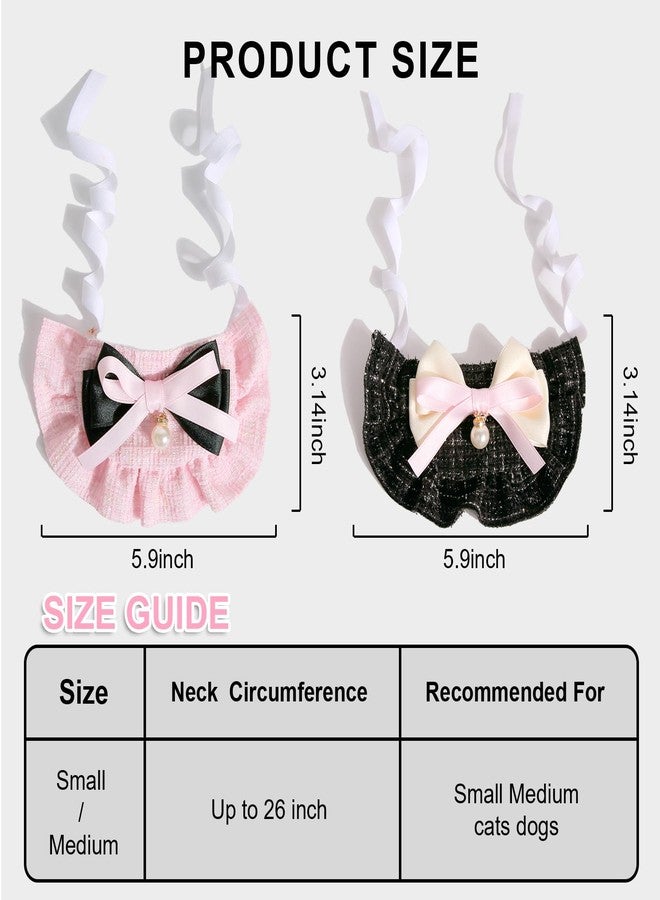 HOWWFALY 2PCS Cat Beret Hat with Small Camellia, Adjustable Satin Bowtie Bandana Scarf Set Pet Princess Costume for Halloween Christmas, Cat Dog Birthday Party Apparel (Pink Bow) - Image 2