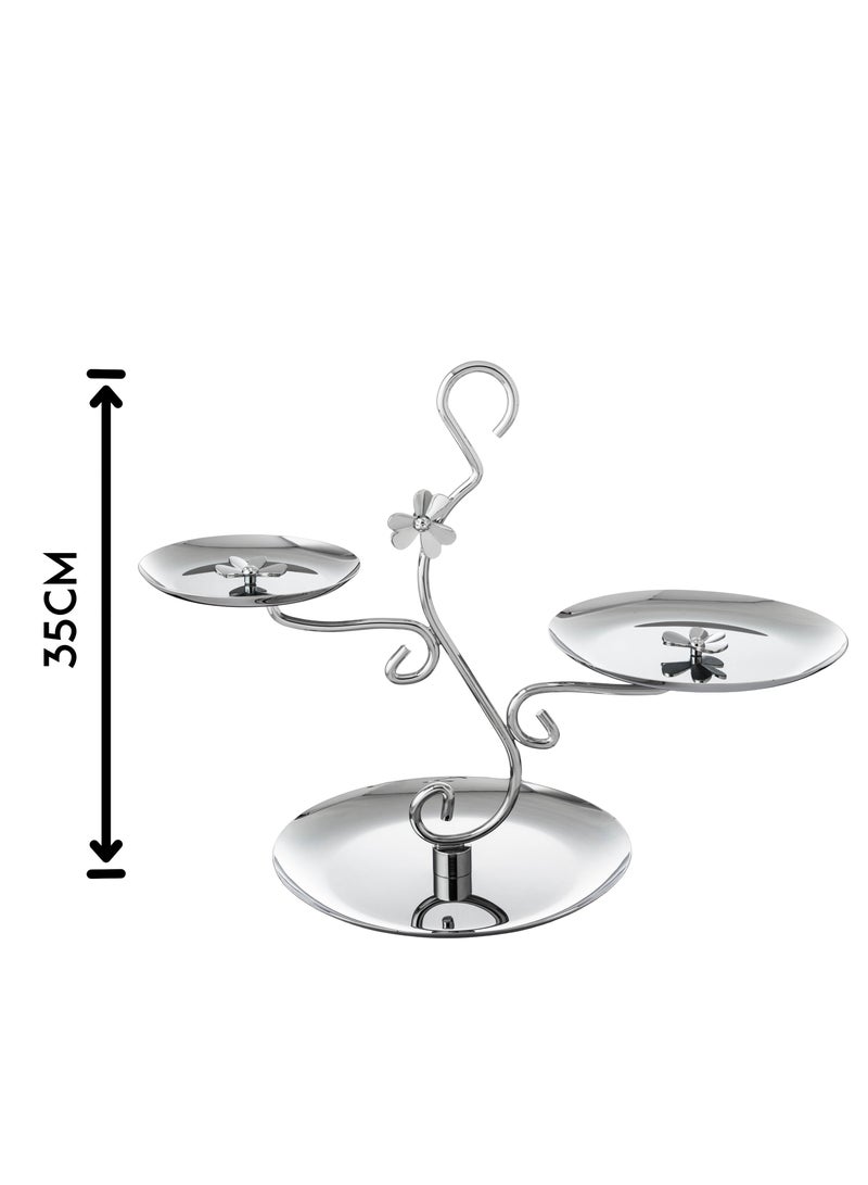 السيف  حامل حلاوة قطوف من المعدن 2 صحون بتصميم جميل مع وردة بالوسط من السيف - Image 5