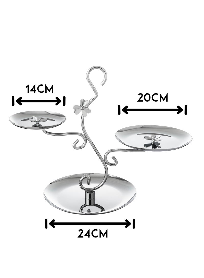 السيف  حامل حلاوة قطوف من المعدن 2 صحون بتصميم جميل مع وردة بالوسط من السيف - Image 4