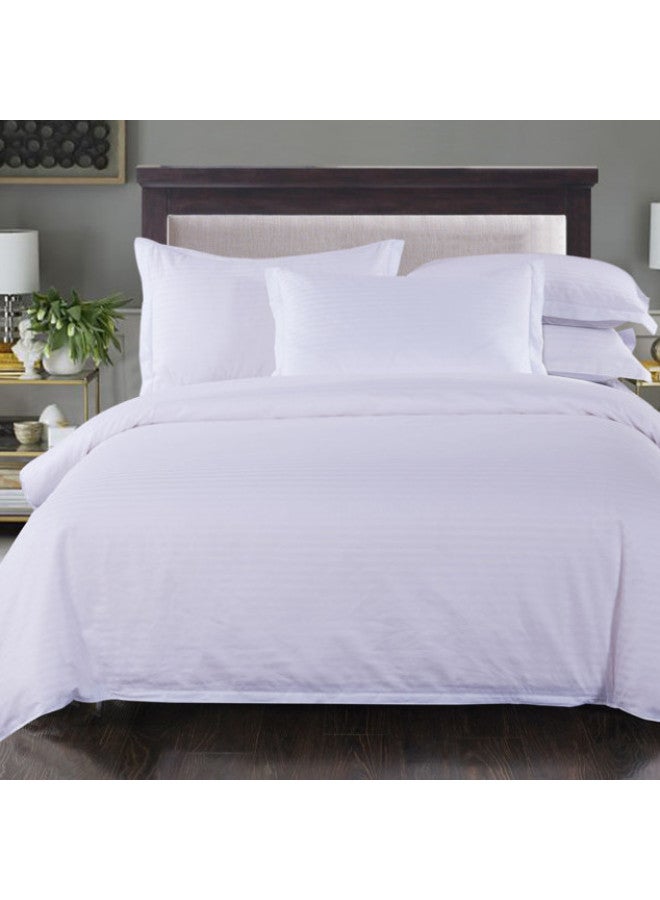 Thickened Stripesd Hotel Bedding Pure White Satin Quilt Cover Farmhouse B&B Hotel Single Quilt Cover-Color:Twill Thickened 180x230cm Quilt Cover - Image 1