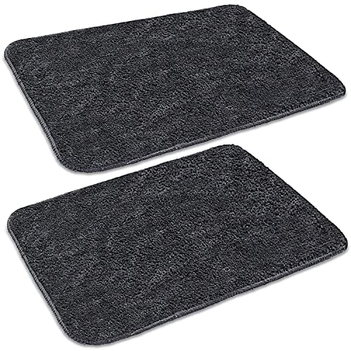 SKIVE India® Microfiber Multi Purpose Bathroom Mat,Bathroom Rugs and Mats 2 Piece Anti Slip Bath Mats Soft Plush Plain Design for Shower Bathroom Contour Toilet Rugs (Grey) (40X60) - Image 1