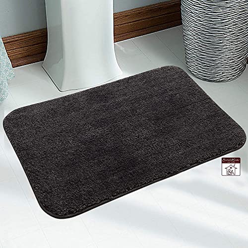SKIVE India® Microfiber Multi Purpose Bathroom Mat,Bathroom Rugs and Mats 2 Piece Anti Slip Bath Mats Soft Plush Plain Design for Shower Bathroom Contour Toilet Rugs (Grey) (40X60) - Image 2