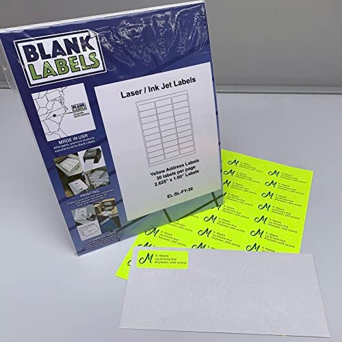 Blank Labels Fluorescent Yellow FBA & Mailing Labels – 2.625" x 1", 30 Per Sheet, Bright High-Visibility, Permanent Adhesive, Laser & Inkjet Compatible - Image 2