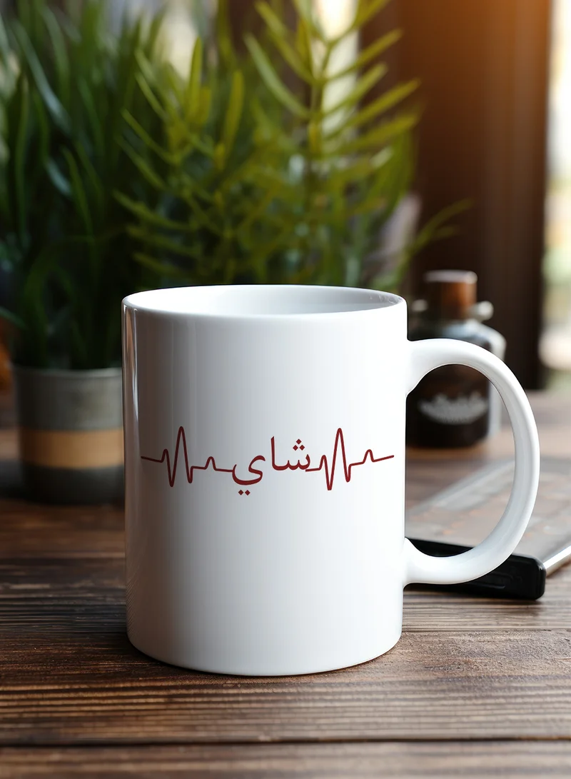 LOWHA 11 oz Ceramic Mug with Tea Design