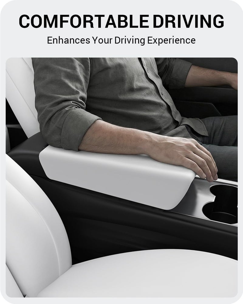 BASENOR Tesla Model 3 Model Y Center Console Cover TPE Armrest Cover Center Console Protector Armrest Cushion Pad 2016-2023 Tesla Interior White Odor free color - Image 4