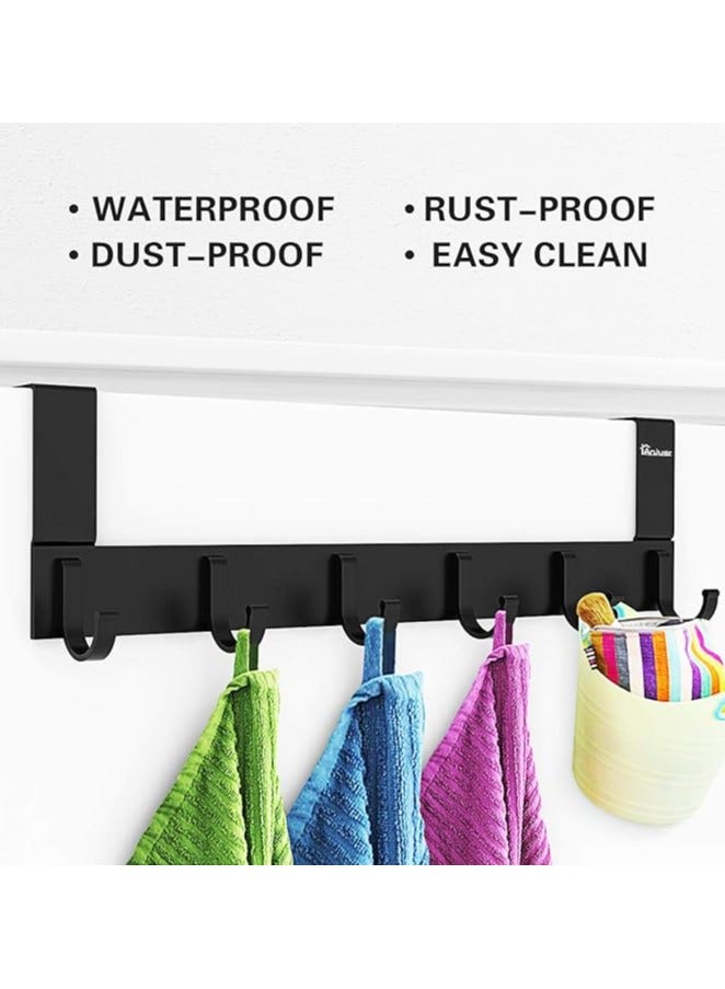 Door Coat Rack with 6 Hooks - Door Hooks for Hanging - Clothes Hook Door for Bathroom Door Hook Rail Modern Door Hanger  - Image 4