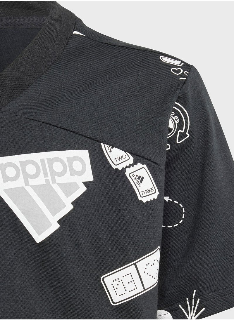 Adidas - Kids Brand Love Cropped T-Shirt - Image 1