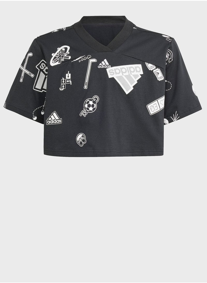 Adidas - Kids Brand Love Cropped T-Shirt - Image 1