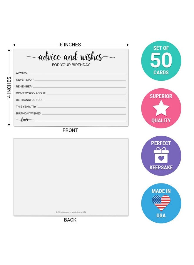 321 دن تمنيات ونصائح عيد الميلاد (50) بطاقات بيضاء مقاس 4 × 6 بوصات - نصائح جيدة، وأطيب التمنيات، وبطاقات الذكريات - نشاط فكرة حفل عيد الميلاد - عيد ميلاد السادس عشر، الثلاثين، الأربعين، الخمسين - مطالبات ارتجالية ممتعة - صنع في الولايات المتحدة الأمريكية - Image 2