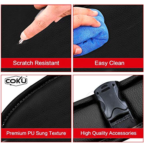 coku Car Backseat Organizer with Tablet Holder，9 Storage Pockets PU Leather Car Storage Organizer with Foldable Table Tray Car Seat Back Tablet, Mobile, Bottle, Tissue Box and Umbrella Holder (Black) - Image 5