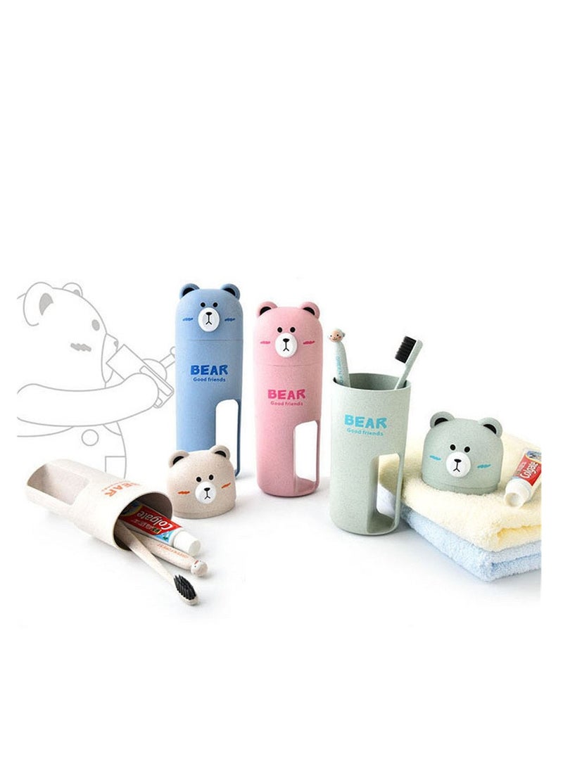 Excefore Travel Toothbrush holder and toothbrush Set, Bear Portable Business Wash Cup Holder, Toothbrush Storage Box Very Suitble for Family, Camping(green) - Image 5