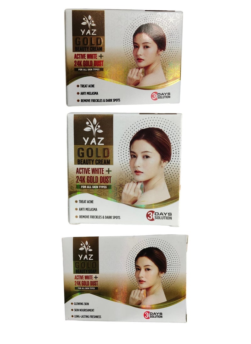 YAZ - Active White + 24K Gold Dust Beauty Set 3 PCS - Image 1