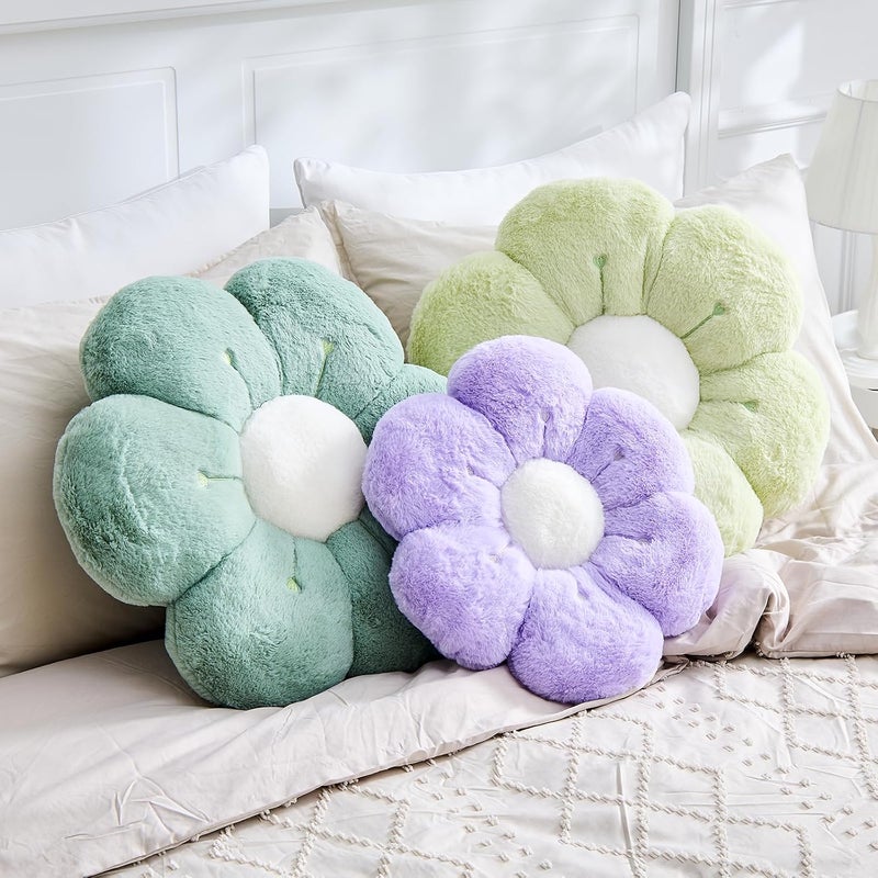 VBGYA Flower Pillow Cute Flower Shaped Pillows Decorative Throw Pillows Aesthetic Home Decor Floral Daisy Cushion for Bed (Sage Green, 19.6 Inch) - Image 3