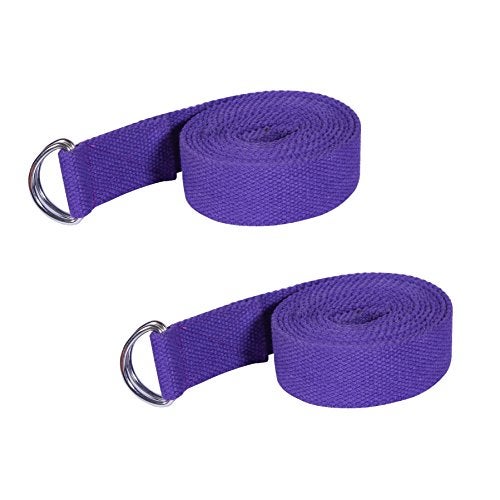 Footmate Yoga Belt for Men and Women Pack Of 2 | Yoga Strap with Extra Safe Adjustable D-Ring Buckle | 8 FT Long Durable and Premium Cotton Stretch Band Use for Yoga, Pilates, Gym, Fitness - Image 1