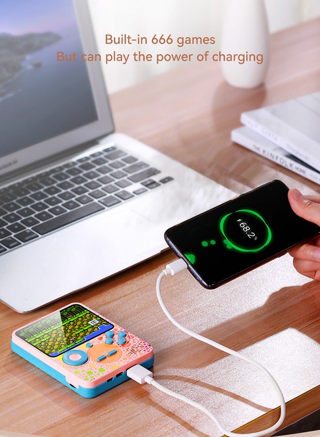 G6 handheld game console macaroon colour 6000 mAh children's game console 666 in one 3.5 inch colour - Image 2