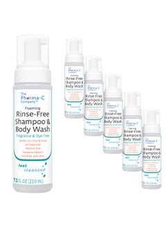 PharmaC Foaming Rinse Free Shampoo  Body Wash 6 pack  Fragrance  Dye Free  Hospital Tested Gentle NoRinse Formula Leaves Hair  Body Fresh  Clean