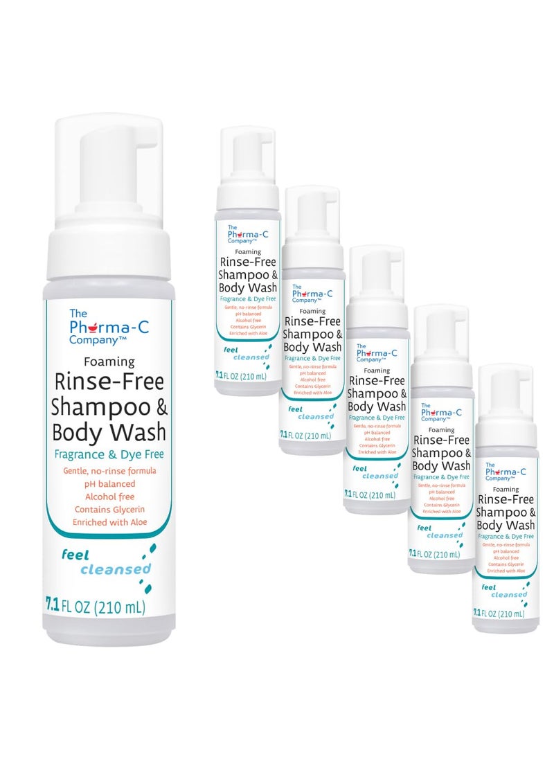 Pharma-C-Wipes - PharmaC Foaming Rinse Free Shampoo  Body Wash 6 pack  Fragrance  Dye Free  Hospital Tested Gentle NoRinse Formula Leaves Hair  Body Fresh  Clean - Image 1