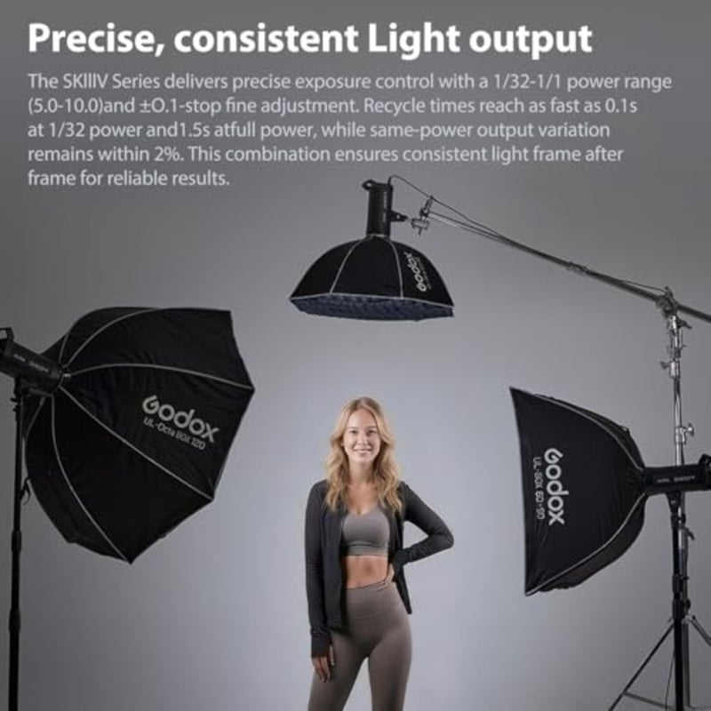 Professional portrait and ecommerce studio flash: SK400IIIV 400Ws, Bowens mount, black aluminum alloy, 2.4GHz X system, 10W LED modeling lamp, GN65, 0.11.5s charge time - Image 5