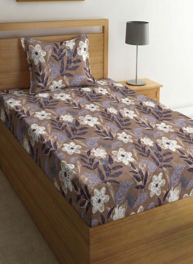 Fashion String Microfibre 144TC Earthy Floral Fitted Single Bedsheet with 1 Pillow Cover - Image 1