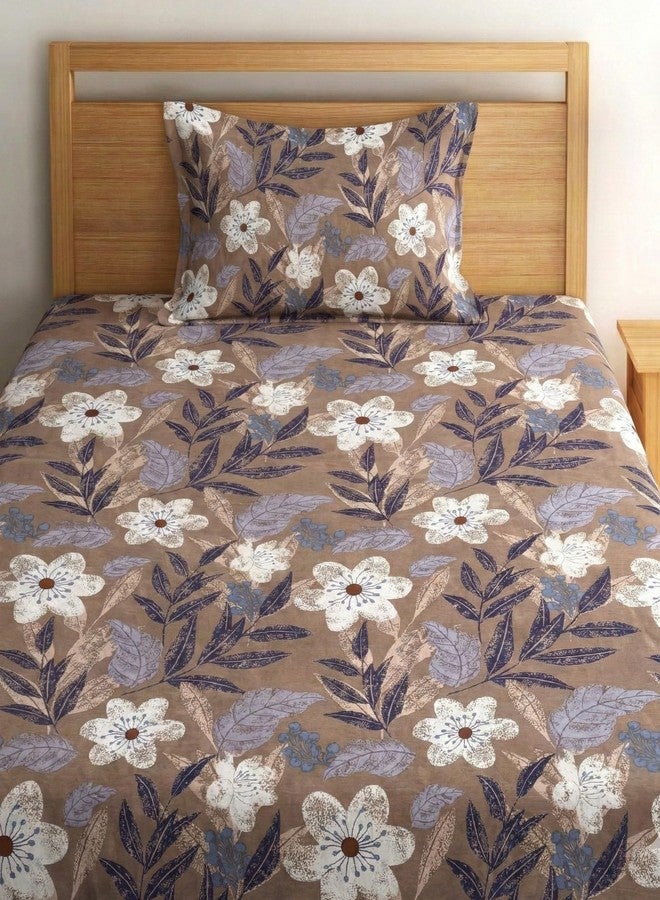 Fashion String Microfibre 144TC Earthy Floral Fitted Single Bedsheet with 1 Pillow Cover - Image 3