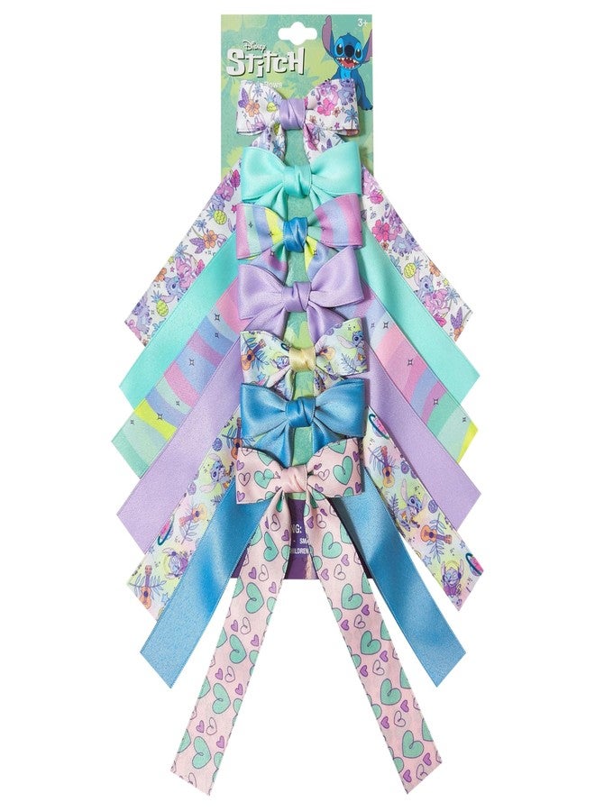 LUV HER Disney Lilo & Stitch Printed Long Tail Hair Bow Set for Girls - Printed Bows with Alligator Clips - Cute Hair Accessories for Kids Ages 3+ - Image 1
