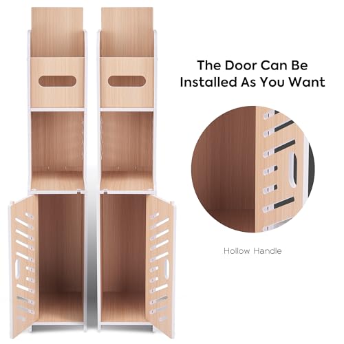 Doxo Waterproof Toilet Paper Holder Behind Toilet Storage Cabinet for Restroom, Slim Toilet Paper Storage with Lid (0ak) - Image 2