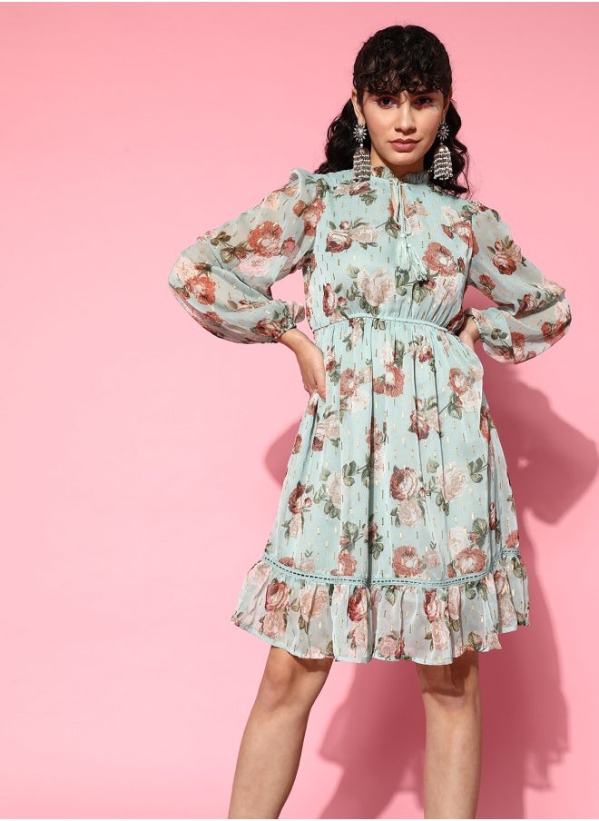 ISHIN Floral Chiffon Dress  - Image 3