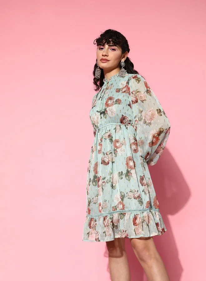 ISHIN Floral Chiffon Dress