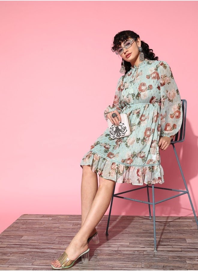 ISHIN Floral Chiffon Dress  - Image 2
