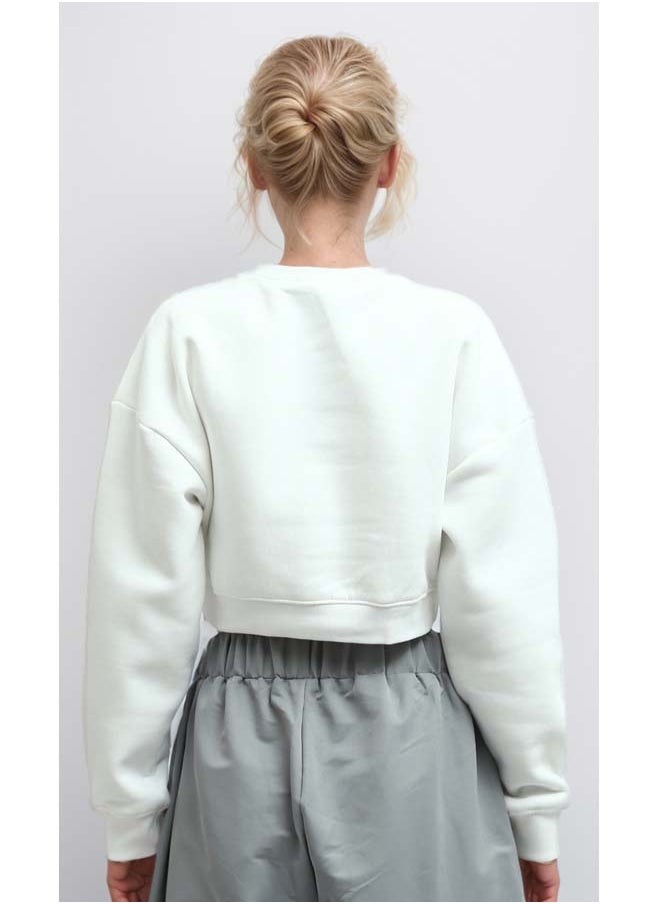 RAVIN Long Sleeve Cropped Round Neck Short Shirt  - Image 3
