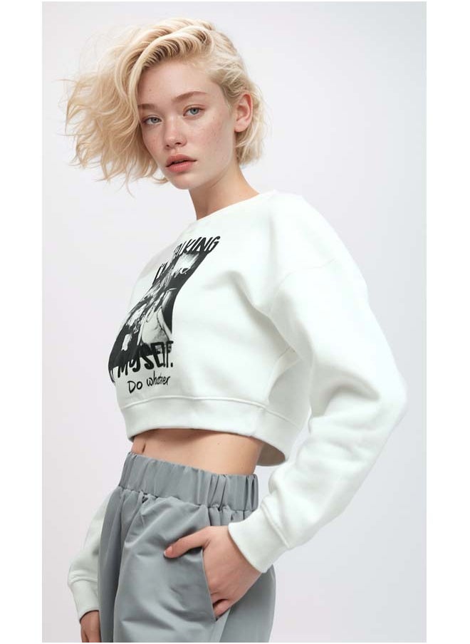 RAVIN Long Sleeve Cropped Round Neck Short Shirt  - Image 2