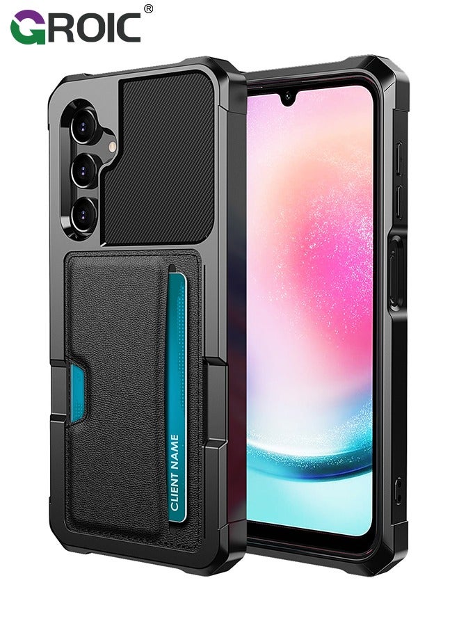 GROIC Design for Samsung Galaxy S24 Plus 6.6 Inch Wallet Case, Back Built-In Metal Magnetic Iron for Car, Card Holder Slots Shockproof Protective Cover Hybrid Heavy Duty Hard Luxury Phone Shell  - Image 1