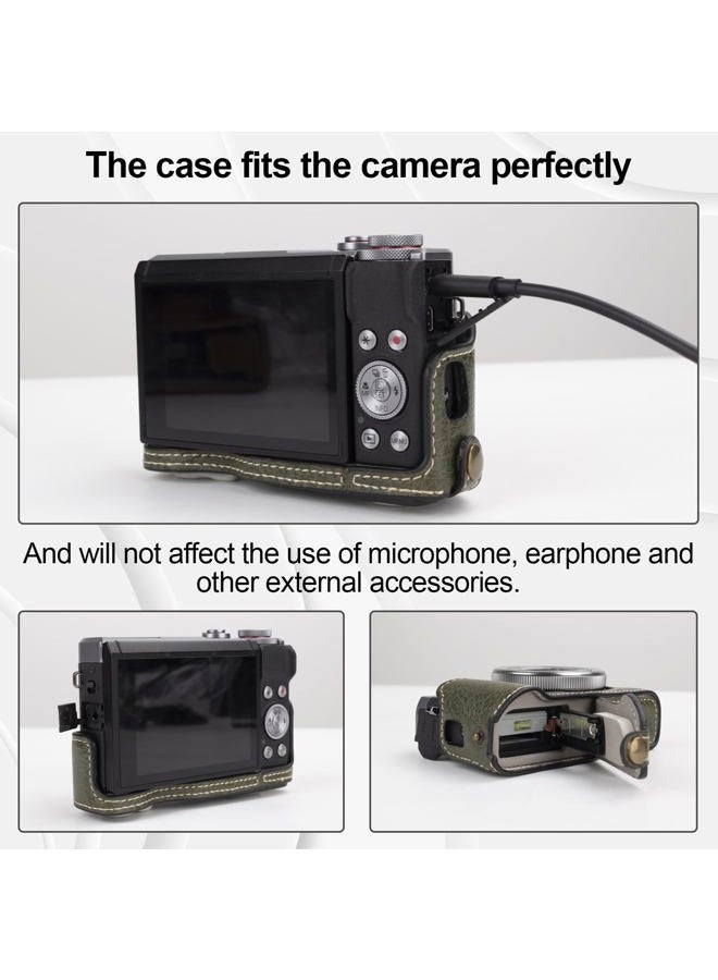 Rieibi G7X Ii Iii Case, Vintage Leather Camera Case For Canon Powershot G7 X/G7 X Mark Ii/G7 Dslr Camera, Protective With Strap, Green, - Image 4