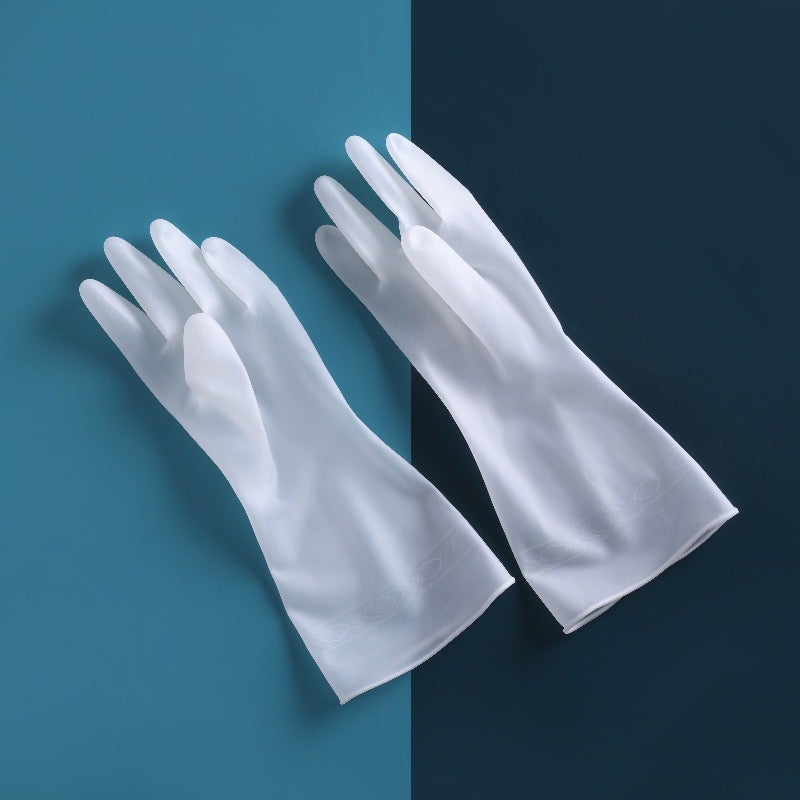 Direct Manufacturer Outlet Waterproof PVC Kitchen Gloves For Women Household Cleaning And Dishwashing Gloves Genuine white 