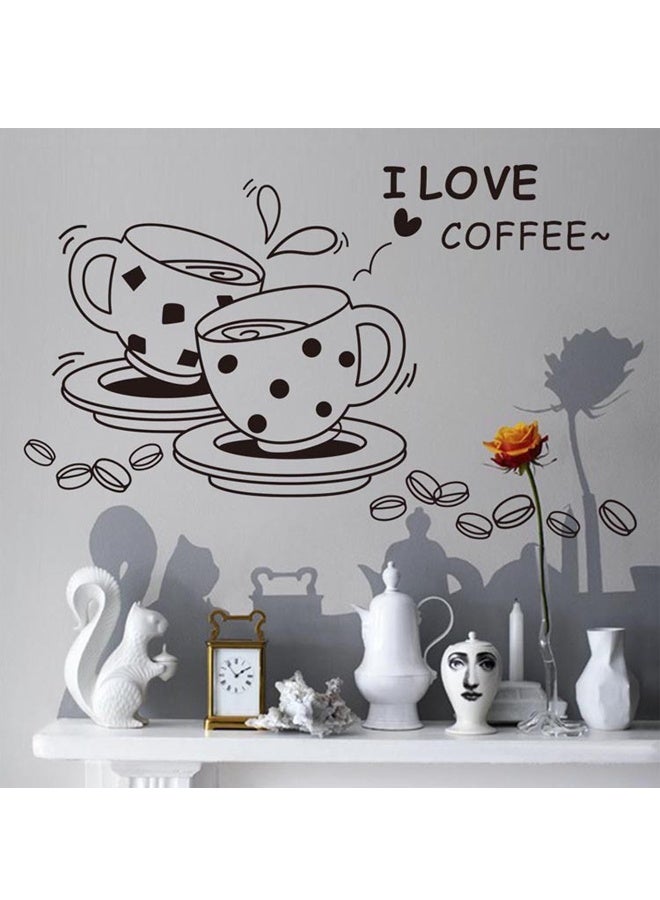 Home Decoration Vinyl Wall Sticker Decals Mural I Love Coffee Cups Black - Image 3