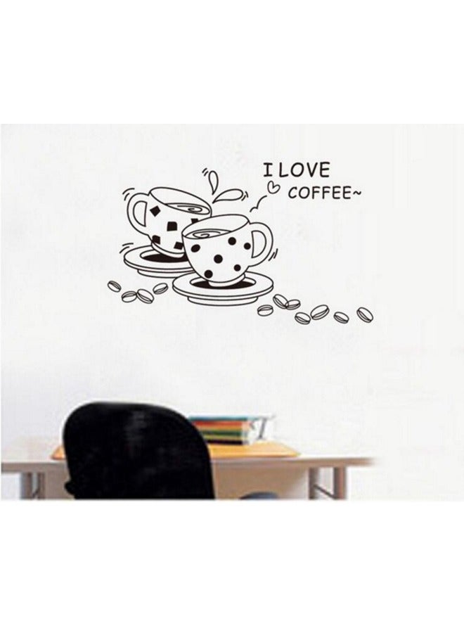 Home Decoration Vinyl Wall Sticker Decals Mural I Love Coffee Cups Black - Image 2