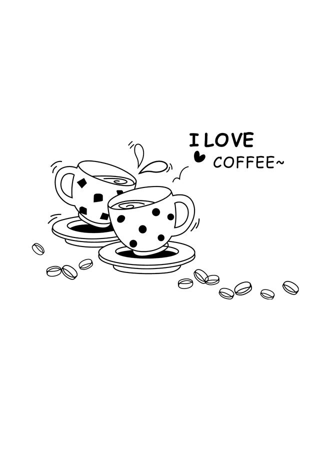 Home Decoration Vinyl Wall Sticker Decals Mural I Love Coffee Cups Black - Image 1