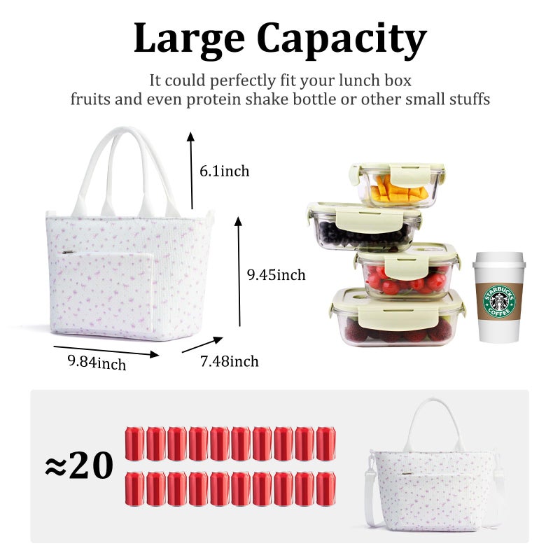 MEXS Lunch Bag for Women Adult Large Insulated Lunch Box Girl Cute Corduroy Lunch Tote Bags Reusable Leakproof Cooler Work Picnic - Image 2