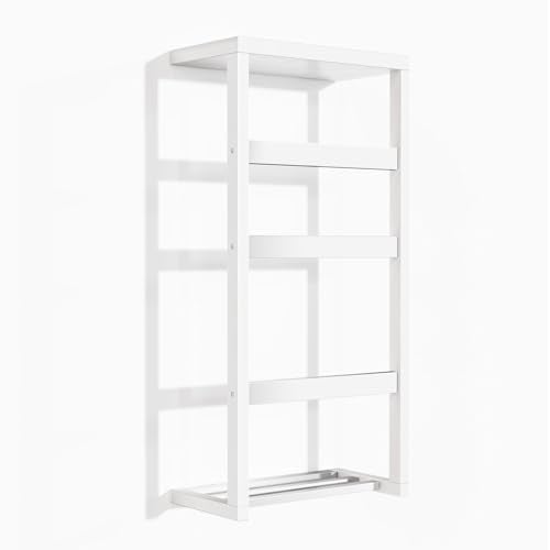 riteu Bamboo Wall Blanket Ladder, 4-Tier Towel Racks, Bamboo Bath Towel Racks for Bathroom Wall Mounted, Decorative Blanket, Quilt, Towel, Scarf Ladder Shelves for Bathroom, Living Room, Bedroom，White - Image 1