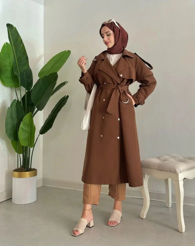 سوانا Snap Detail Lined 120 cm 38-44 Compatible Trench Coat