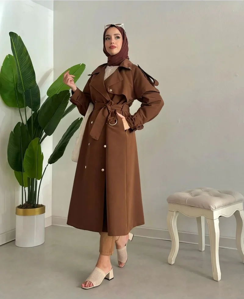 سوانا Snap Detail Lined 120 cm 38-44 Compatible Trench Coat