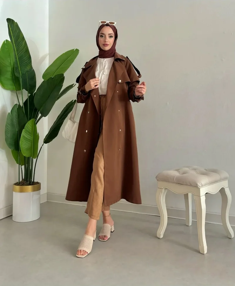 سوانا Snap Detail Lined 120 cm 38-44 Compatible Trench Coat