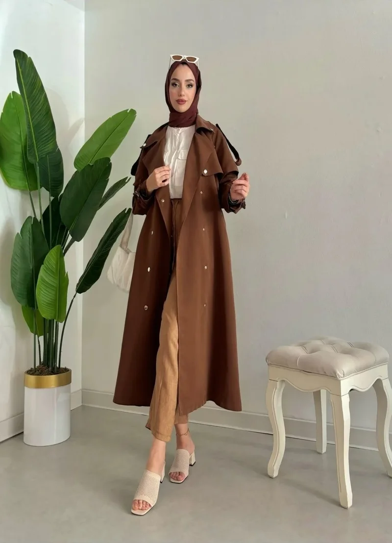 سوانا Snap Detail Lined 120 cm 38-44 Compatible Trench Coat