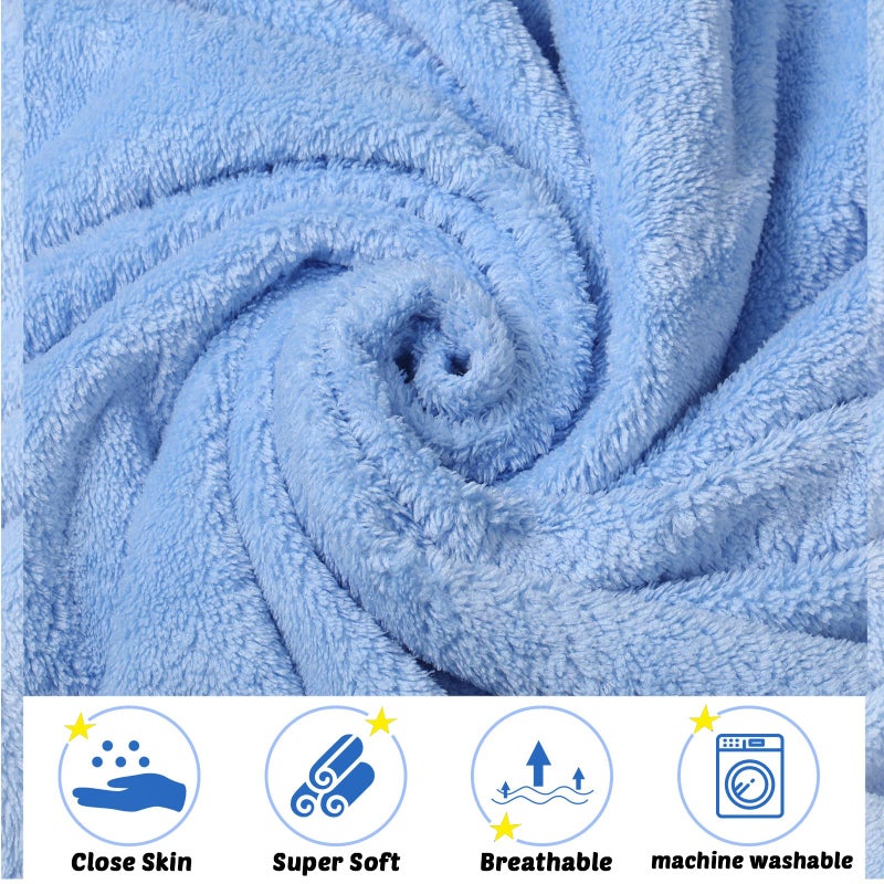 Chumia 6 Pack Baby Bath Towel Coral Fleece Soft Absorbent Newborn Hooded Towel for Kid 30 x 30 Inch Toddler Bath Blanket for Babies Infant Shower Gift(Blue) - Image 3
