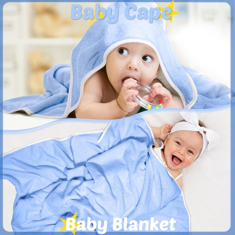 Chumia 6 Pack Baby Bath Towel Coral Fleece Soft Absorbent Newborn Hooded Towel for Kid 30 x 30 Inch Toddler Bath Blanket for Babies Infant Shower Gift(Blue) - Image 5