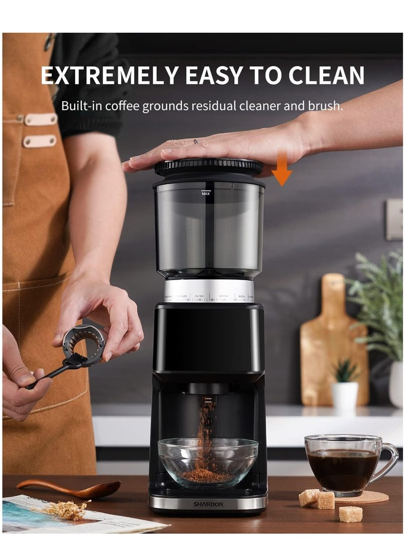 SHARDOR Conical Burr Espresso Coffee Grinder Electric with Precision Timer 2.0, Touchscreen Adjustable Burr Mill with 51 Precise Settings for Home Use, Anti-static, Stainless Steel - Image 5